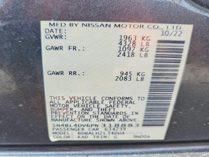 61875306 :رقم المزاد ، 1N4BL4DV6PN318883 vin ، 2023 Nissan Altima مزاد بيع