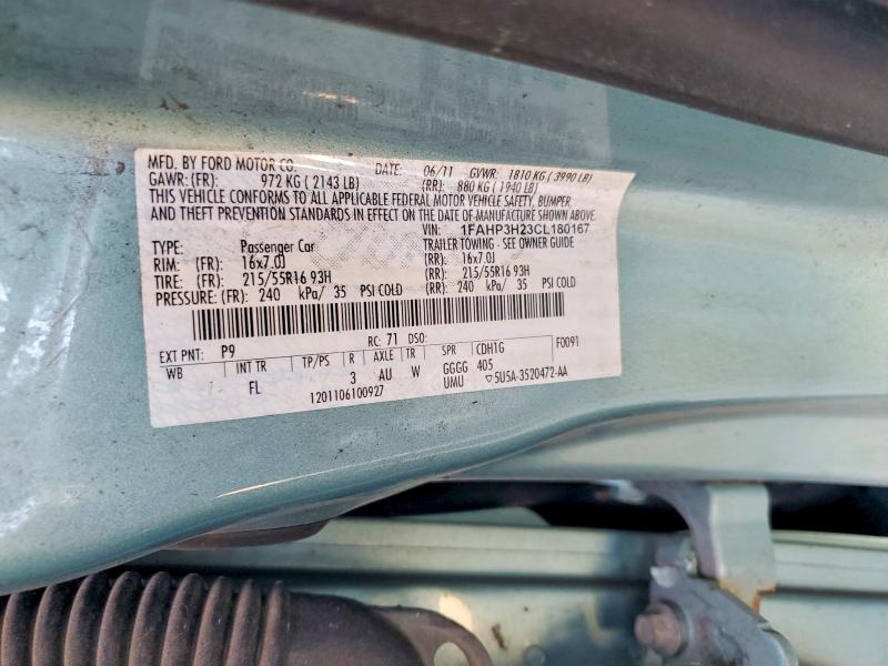 61172806 :رقم المزاد ، 1FAHP3H23CL180167 vin ، 2012 Ford Focus مزاد بيع