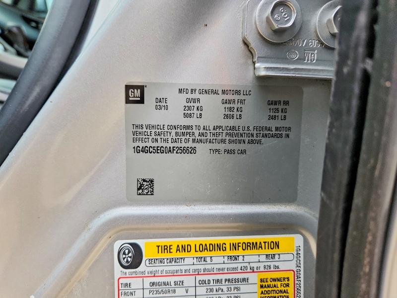 2010 Buick Lacrosse მანქანა იყიდება აუქციონზე, vin: 1G4GC5EG0AF256626, აუქციონის ნომერი: 61148616