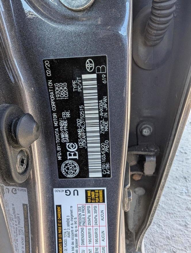59132966 :رقم المزاد ، JTDKARFPXL3152515 vin ، 2020 Toyota Prius Prime مزاد بيع