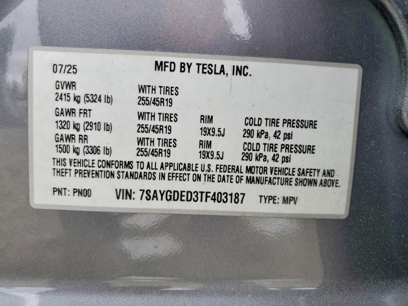 2026 Tesla Model Y მანქანა იყიდება აუქციონზე, vin: 7SAYGDED3TF403187, აუქციონის ნომერი: 61546576