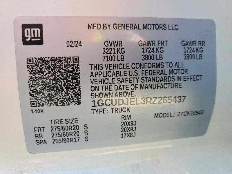Продажа на аукционе авто 2024 Chevrolet Silverado, vin: 1GCUDJEL3RZ265437, номер лота: 62118936