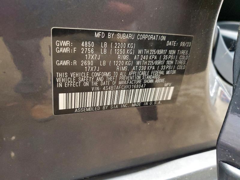 59719826 :رقم المزاد ، 4S4BTAFCXR3168047 vin ، 2024 Subaru Outback مزاد بيع
