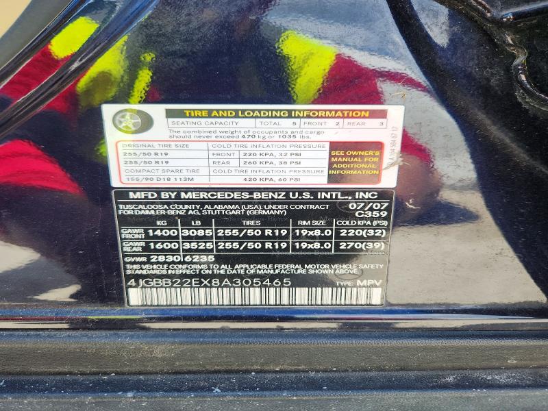 Aukcja sprzedaży 2008 Mercedes-benz Ml, vin: 4JGBB22EX8A305465, numer aukcji: 59373156