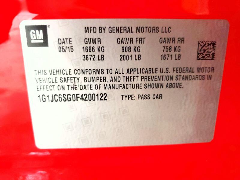 Aukcja sprzedaży 2015 Chevrolet Sonic, vin: 1G1JC6SG0F4200122, numer aukcji: 62278786
