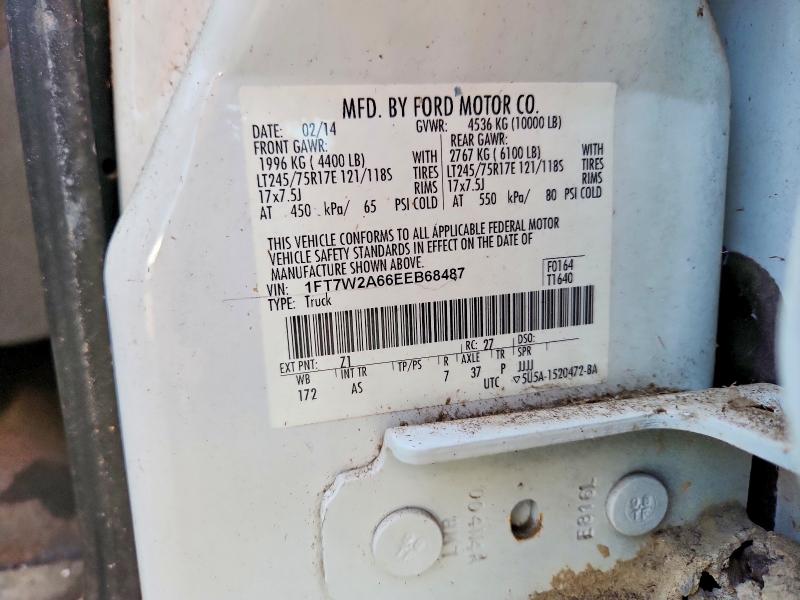 2014 Ford F250 მანქანა იყიდება აუქციონზე, vin: 1FT7W2A66EEB68487, აუქციონის ნომერი: 60885696