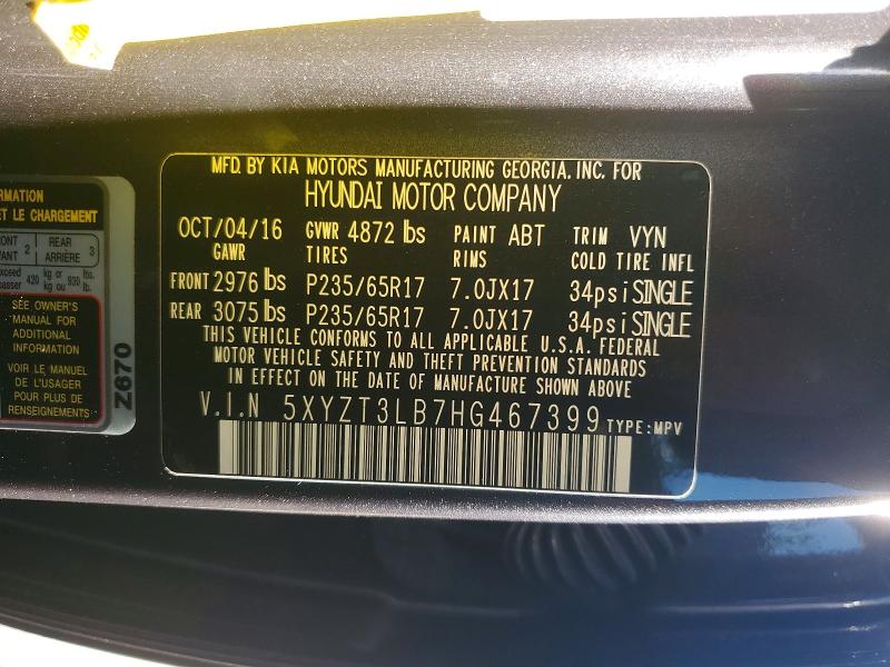 2017 Hyundai Santa Fe Sport მანქანა იყიდება აუქციონზე, vin: 5XYZT3LB7HG467399, აუქციონის ნომერი: 60517766