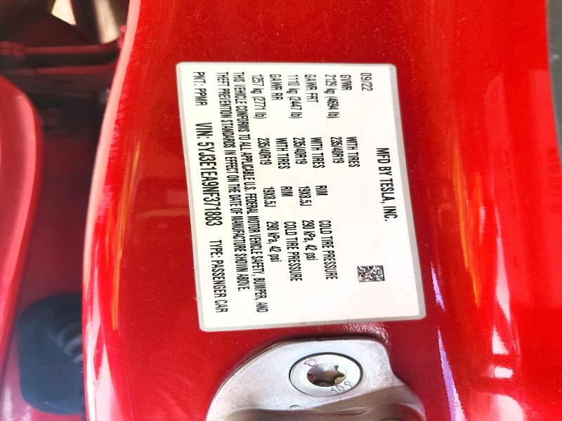Продажа на аукционе авто 2022 Tesla Model 3, vin: 5YJ3E1EA9NF371883, номер лота: 62156566