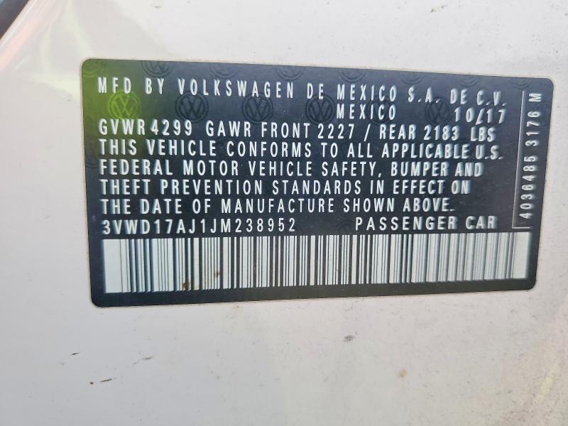 Aukcja sprzedaży 2018 Volkswagen Jetta, vin: 3VWD17AJ1JM238952, numer aukcji: 61967696