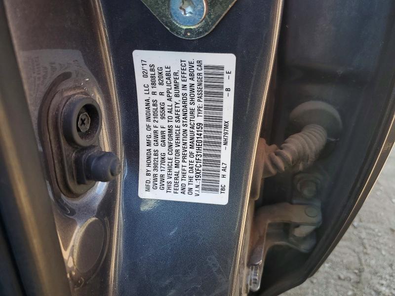 59398066 :رقم المزاد ، 19XFC1F31HE014159 vin ، 2017 Honda Civic مزاد بيع
