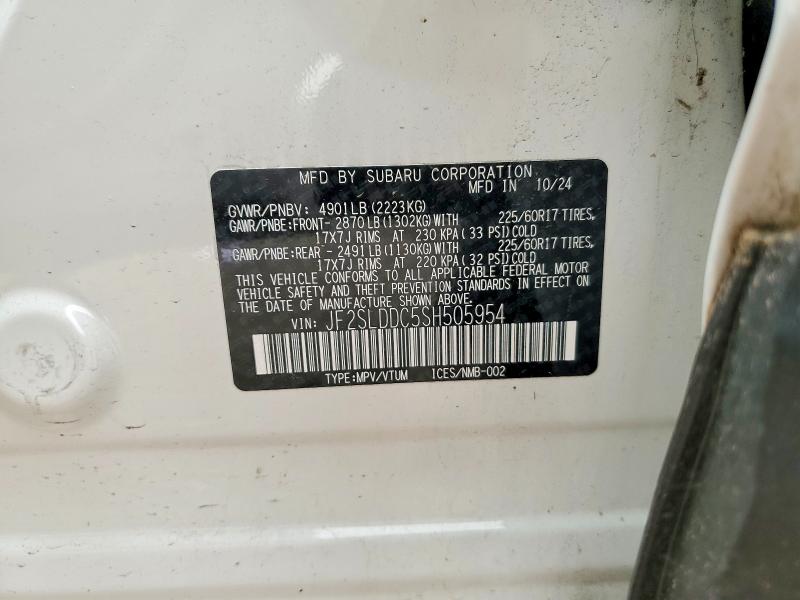 2025 Subaru Forester მანქანა იყიდება აუქციონზე, vin: JF2SLDDC5SH505954, აუქციონის ნომერი: 61571676
