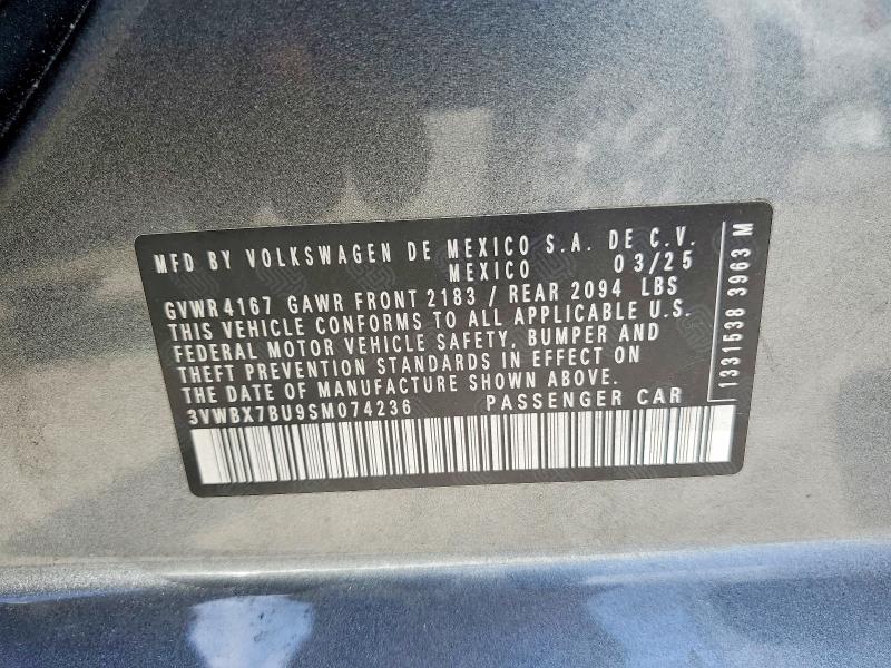 Aukcja sprzedaży 2025 Volkswagen Jetta, vin: 3VWBX7BU9SM074236, numer aukcji: 60892676