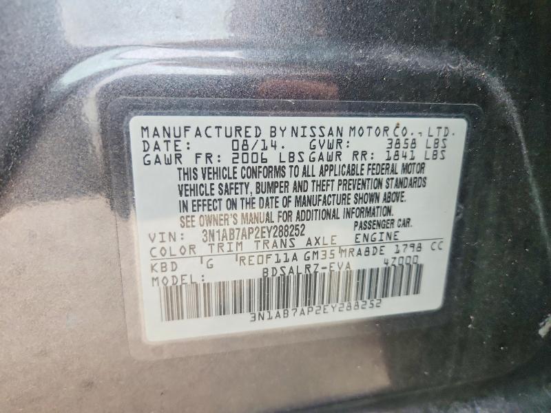 Продажа на аукционе авто 2014 Nissan Sentra, vin: 3N1AB7AP2EY288252, номер лота: 59629186