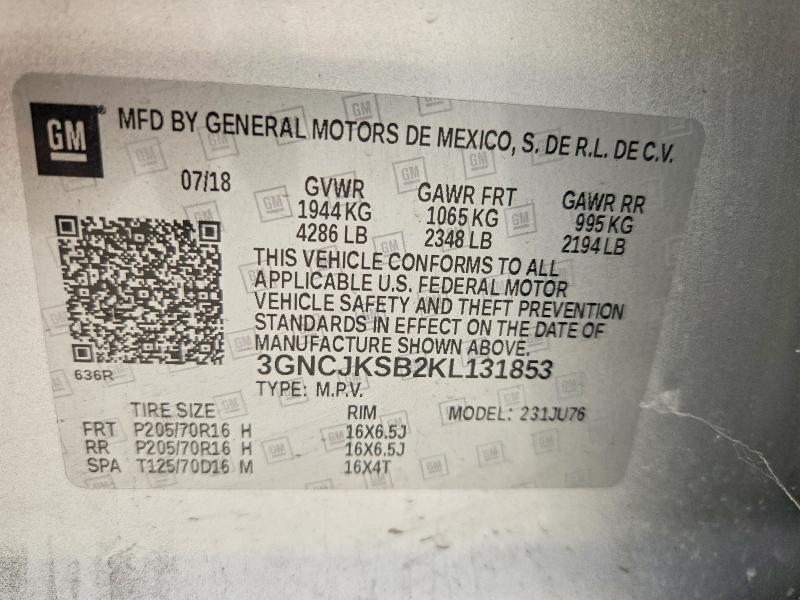 Продажа на аукционе авто 2019 Chevrolet Trax, vin: 3GNCJKSB2KL131853, номер лота: 85625455