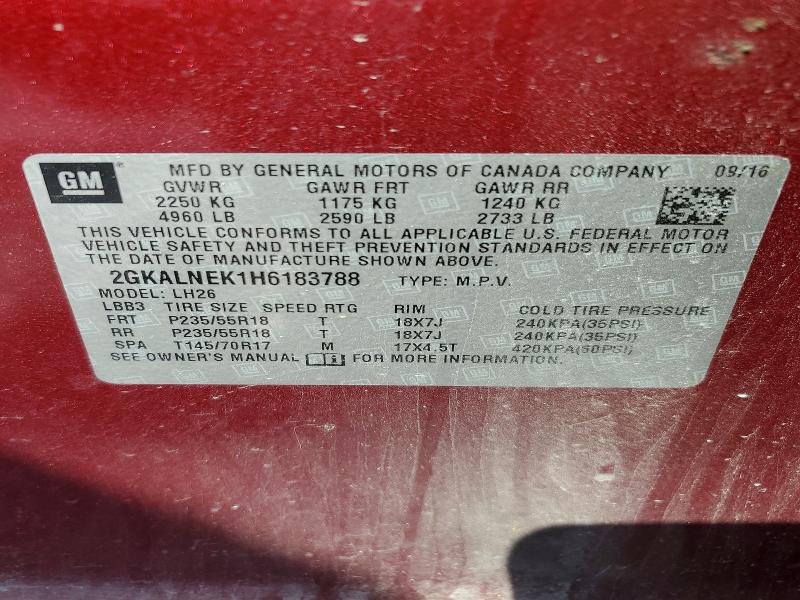 2017 Gmc Terrain მანქანა იყიდება აუქციონზე, vin: 2GKALNEK1H6183788, აუქციონის ნომერი: 61713946