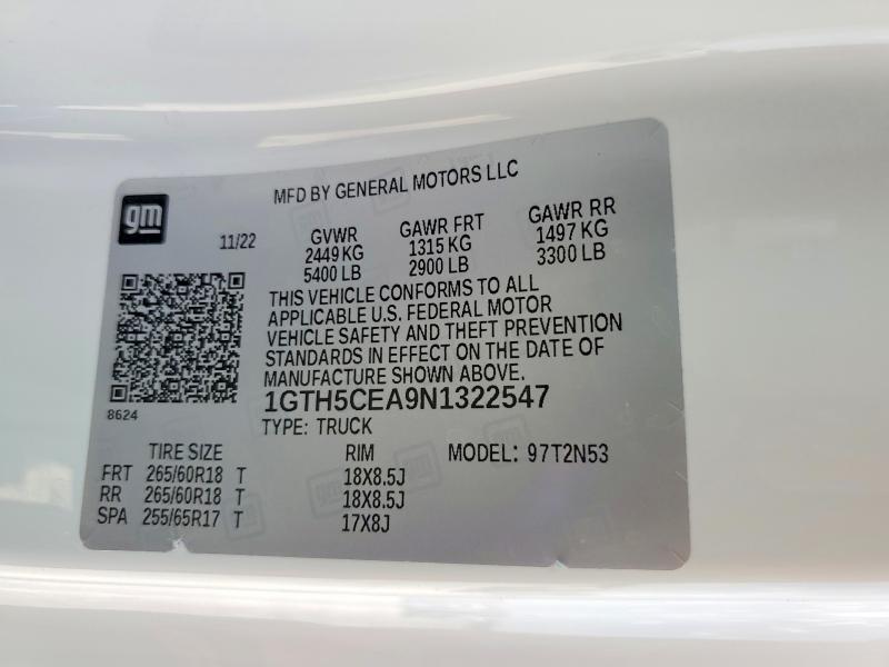 Aukcja sprzedaży 2022 Gmc Canyon, vin: 1GTH5CEA9N1322547, numer aukcji: 61911546