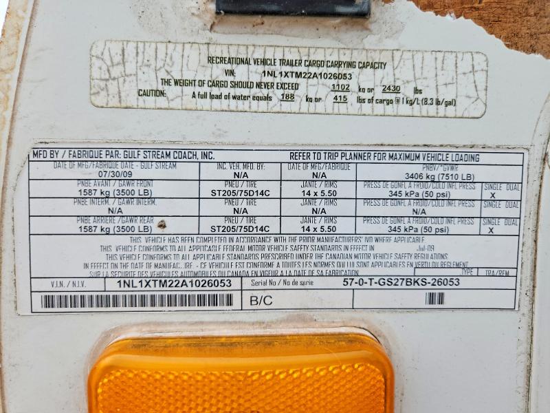 59691886 :رقم المزاد ، 1NL1XTM22A1026053 vin ، 2010 Gulf Stream Gulf Breez مزاد بيع