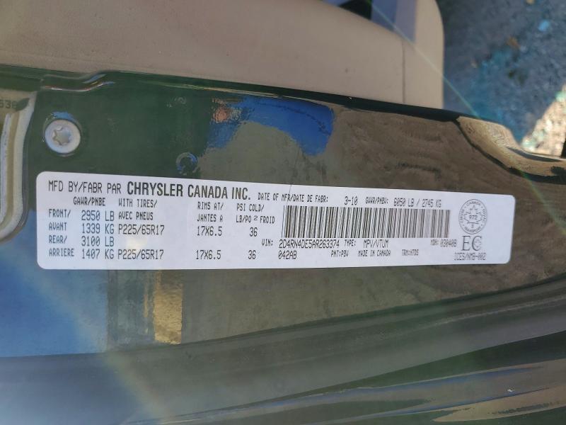 58519326 :رقم المزاد ، 2D4RN4DE5AR263374 vin ، 2010 Dodge Grand Caravan مزاد بيع