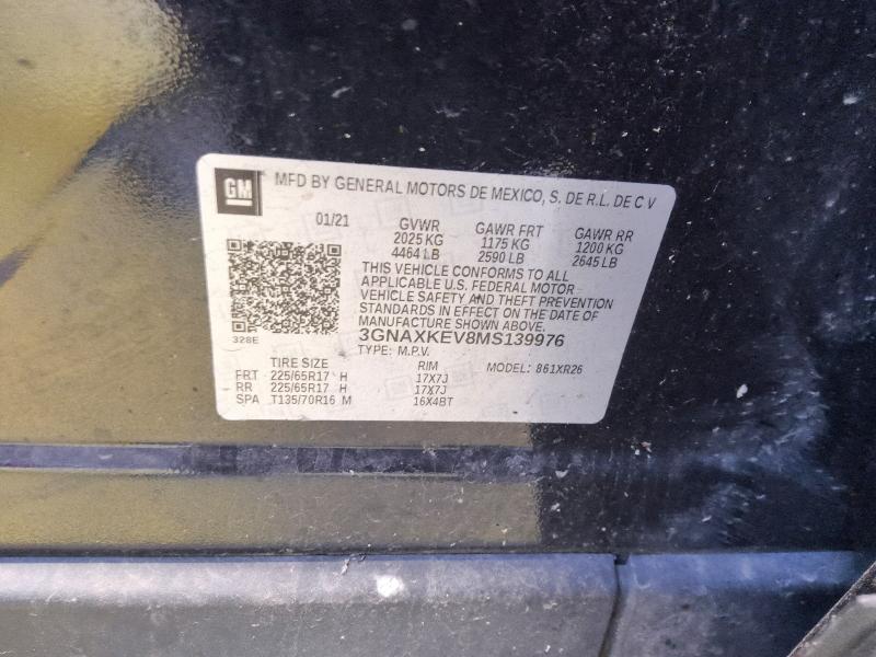 Aukcja sprzedaży 2021 Chevrolet Equinox, vin: 3GNAXKEV8MS139976, numer aukcji: 61493006
