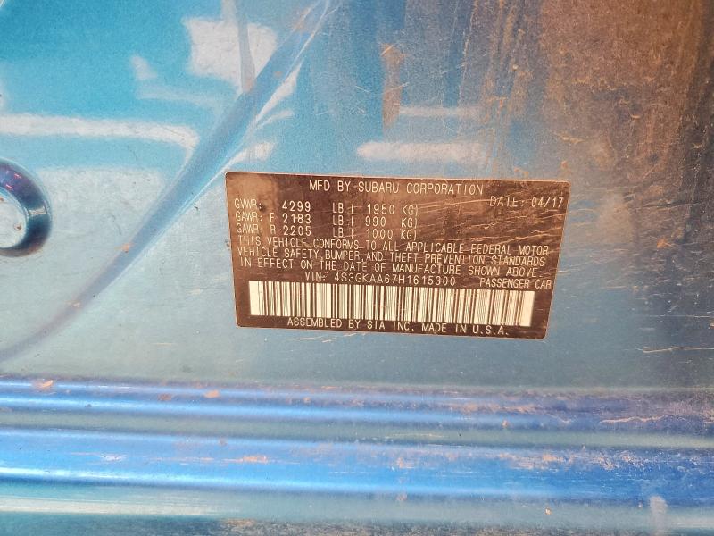 61170756 :رقم المزاد ، 4S3GKAA67H1615300 vin ، 2017 Subaru Impreza مزاد بيع