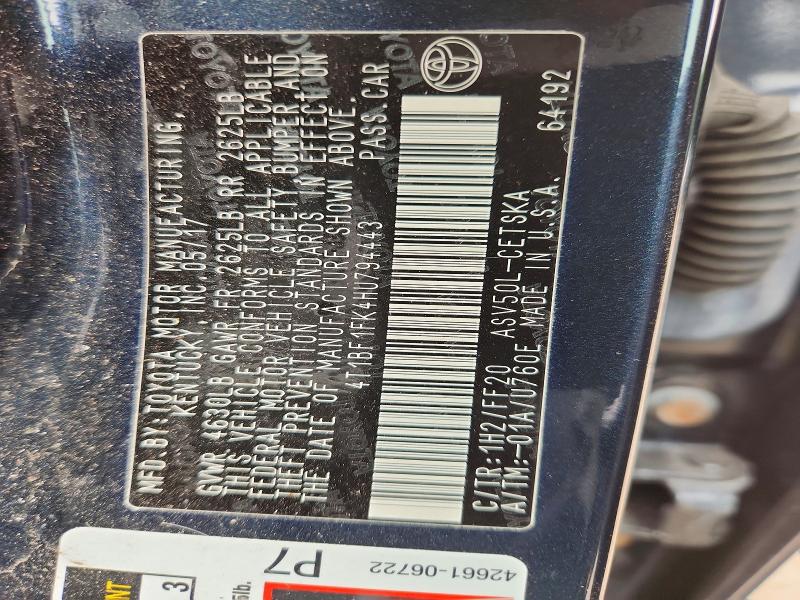 Aukcja sprzedaży 2017 Toyota Camry, vin: 4T1BF1FK4HU794443, numer aukcji: 61532816