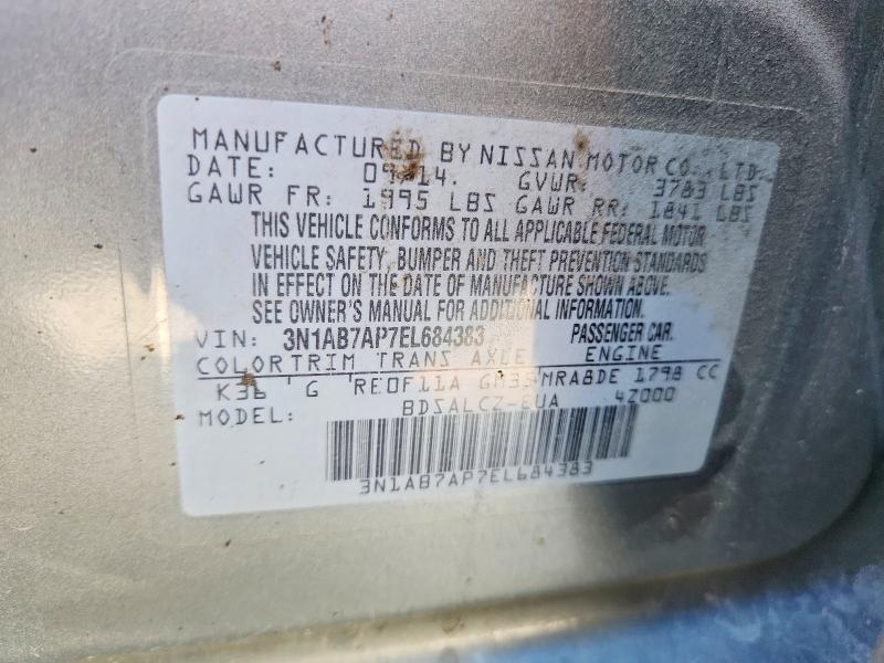 Aukcja sprzedaży 2014 Nissan Sentra, vin: 3N1AB7AP7EL684383, numer aukcji: 59990376