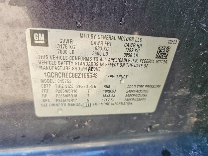Продажа на аукционе авто 2014 Chevrolet Silverado, vin: 1GCRCREC8EZ168543, номер лота: 57025566