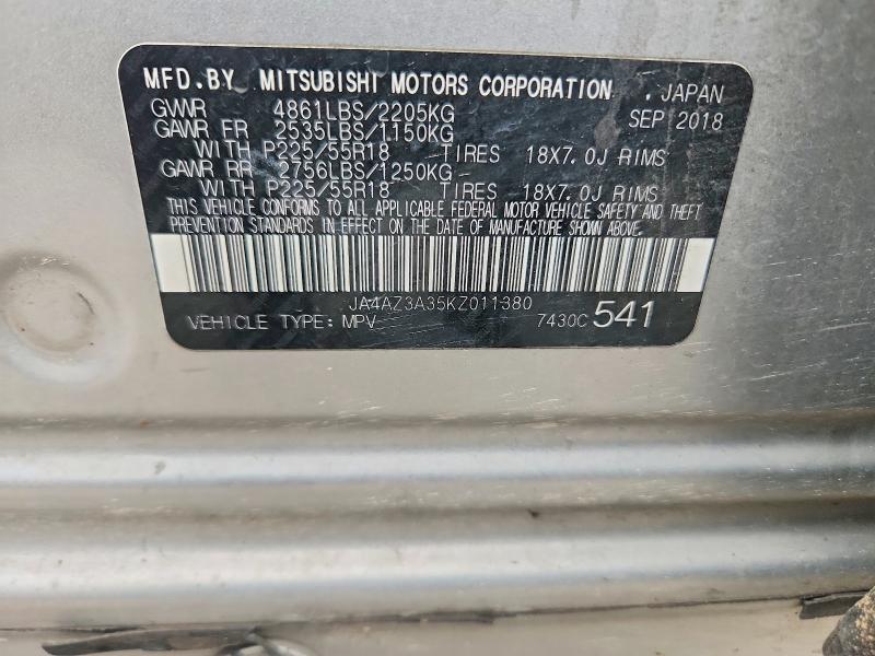 Aukcja sprzedaży 2019 Mitsubishi Outlander, vin: JA4AZ3A35KZ011380, numer aukcji: 61194346