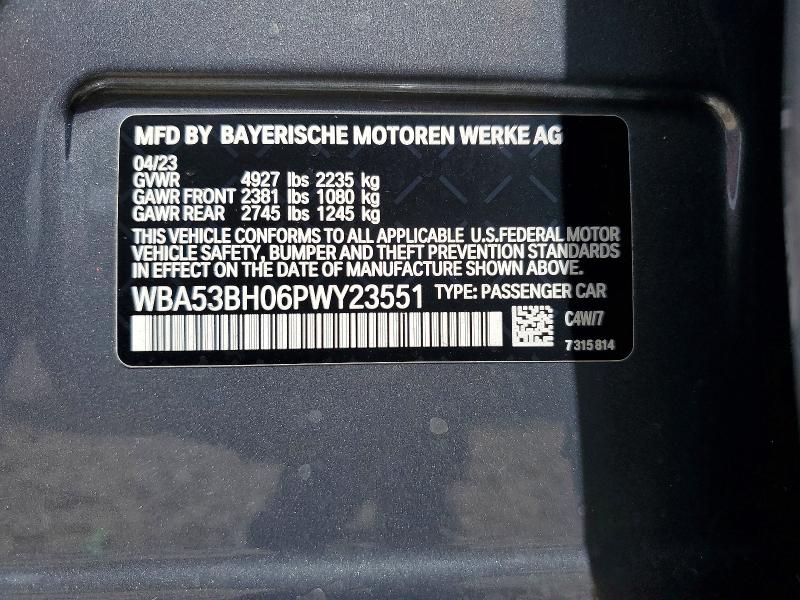 60162036 :رقم المزاد ، WBA53BH06PWY23551 vin ، 2023 Bmw 530 مزاد بيع