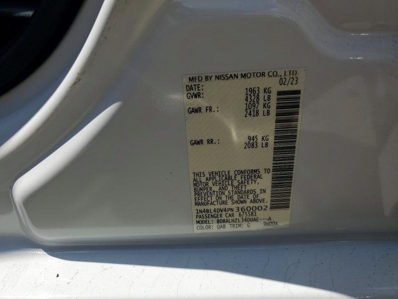 Продажа на аукционе авто 2023 Nissan Altima, vin: 1N4BL4DV4PN360002, номер лота: 60132896