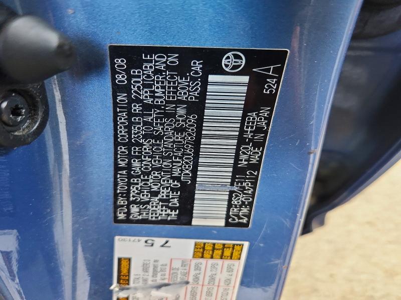 60566376 :رقم المزاد ، JTDKB20U697826096 vin ، 2009 Toyota Prius مزاد بيع