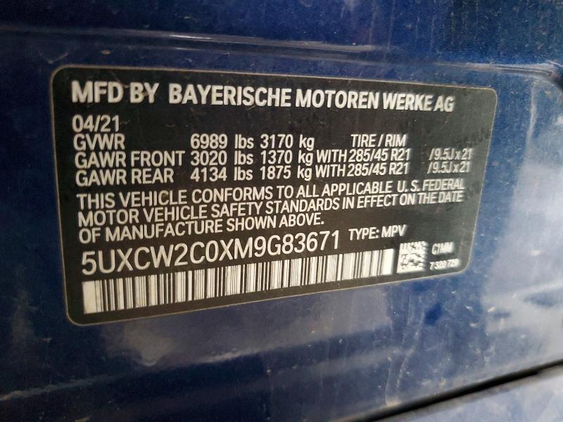 Aukcja sprzedaży 2021 Bmw X7, vin: 5UXCW2C0XM9G83671, numer aukcji: 61315076