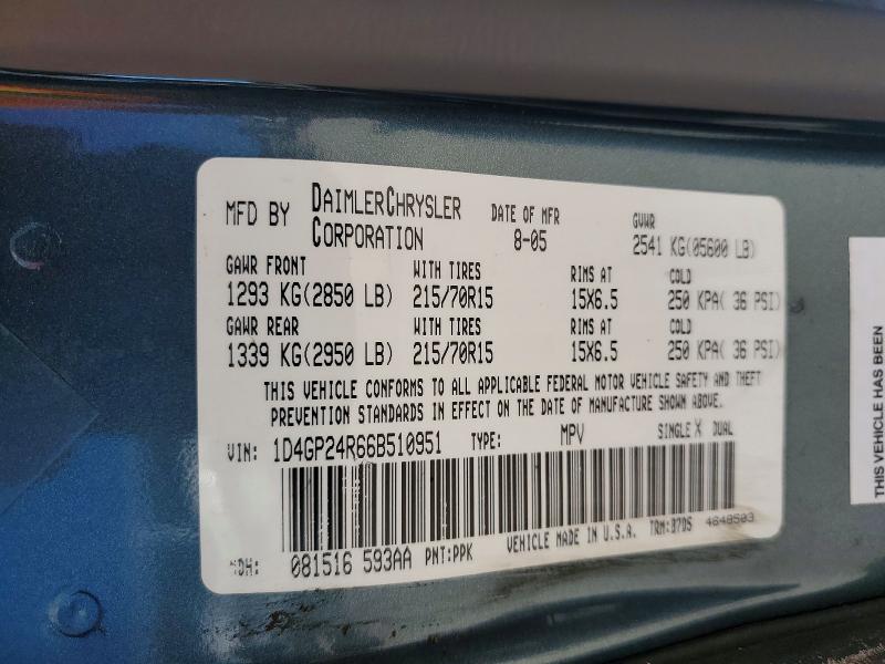 61264396 :رقم المزاد ، 1D4GP24R66B510951 vin ، 2006 Dodge Grand Caravan مزاد بيع