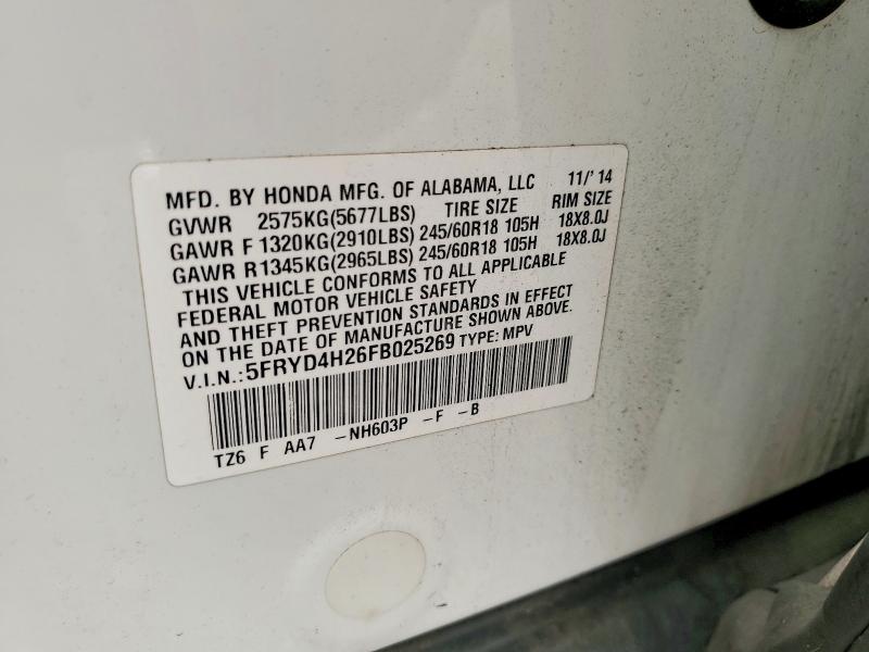 Продаж на аукціоні авто 2015 Acura Mdx, vin: 5FRYD4H26FB025269, номер лоту: 59032746