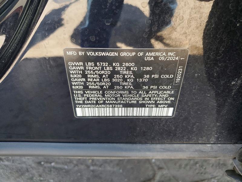 Aukcja sprzedaży 2024 Volkswagen Atlas, vin: 1V2WR2CAXRC587396, numer aukcji: 61305006