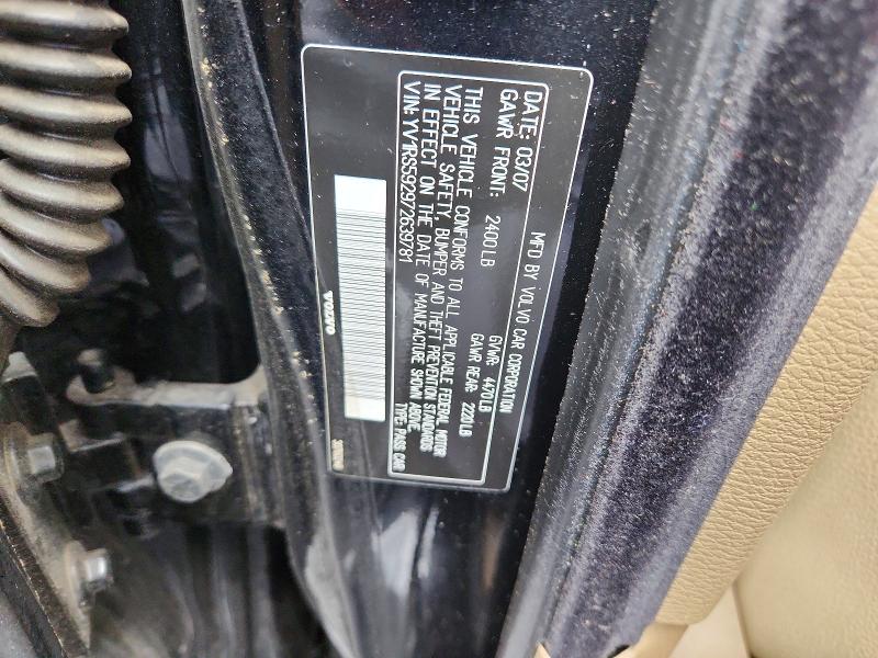 2007 Volvo S60 მანქანა იყიდება აუქციონზე, vin: YV1RS592972639781, აუქციონის ნომერი: 60353576