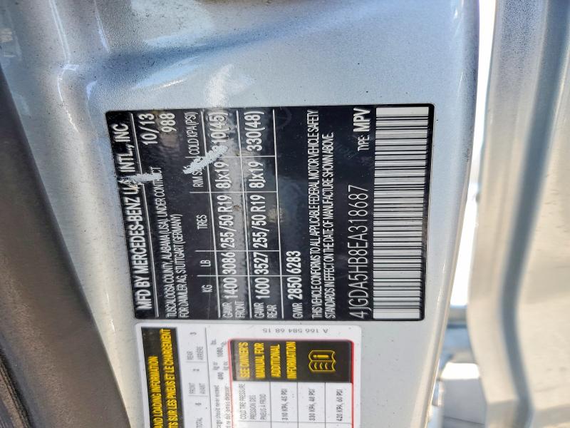 Продажа на аукционе авто 2014 Mercedes-benz Ml, vin: 4JGDA5HB8EA318687, номер лота: 62379986