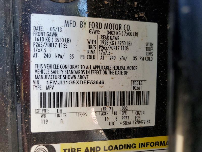63043216 :رقم المزاد ، 1FMJU1G5XDEF53646 vin ، 2013 Ford Expedition مزاد بيع