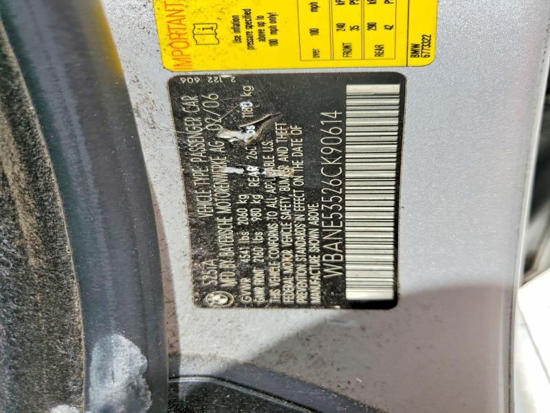 Продаж на аукціоні авто 2006 Bmw 525, vin: WBANE53526CK90614, номер лоту: 62275306