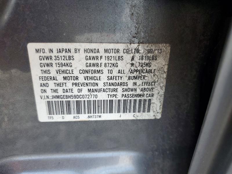 Продаж на аукціоні авто 2013 Honda Fit, vin: JHMGE8H59DC072770, номер лоту: 62644026