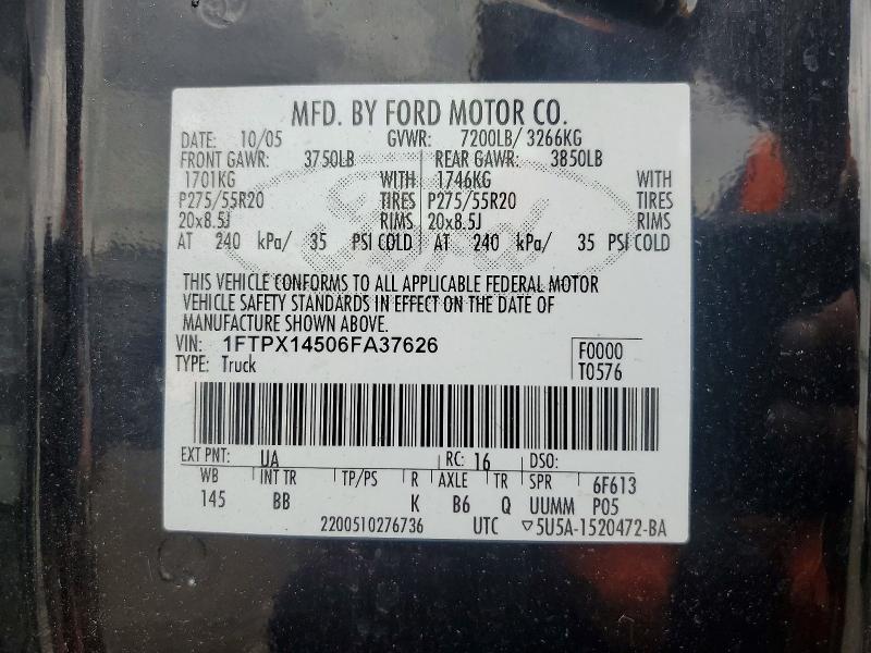 Aukcja sprzedaży 2006 Ford F150, vin: 1FTPX14506FA37626, numer aukcji: 60938936