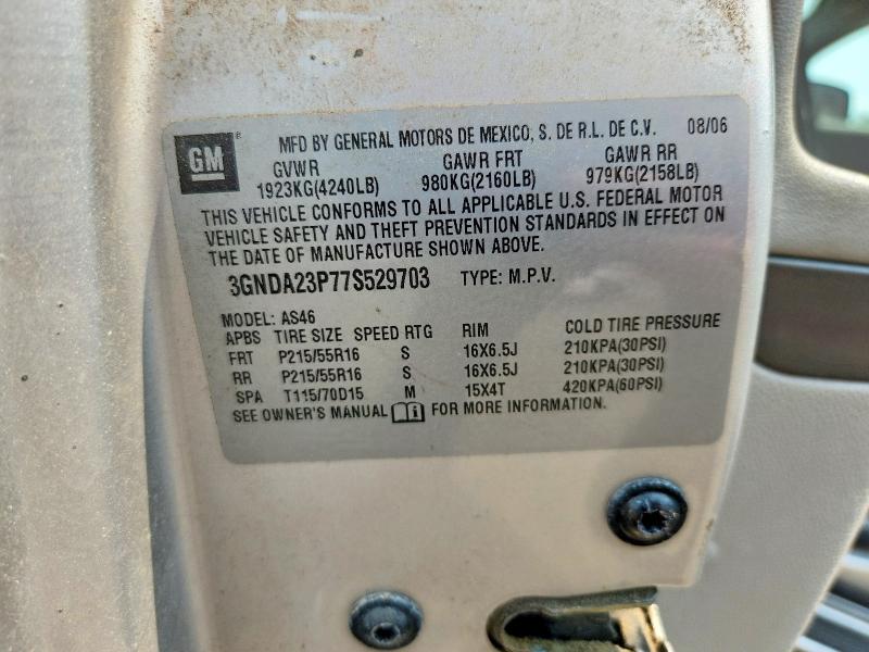 Продаж на аукціоні авто 2007 Chevrolet Hhr, vin: 3GNDA23P77S529703, номер лоту: 62775226