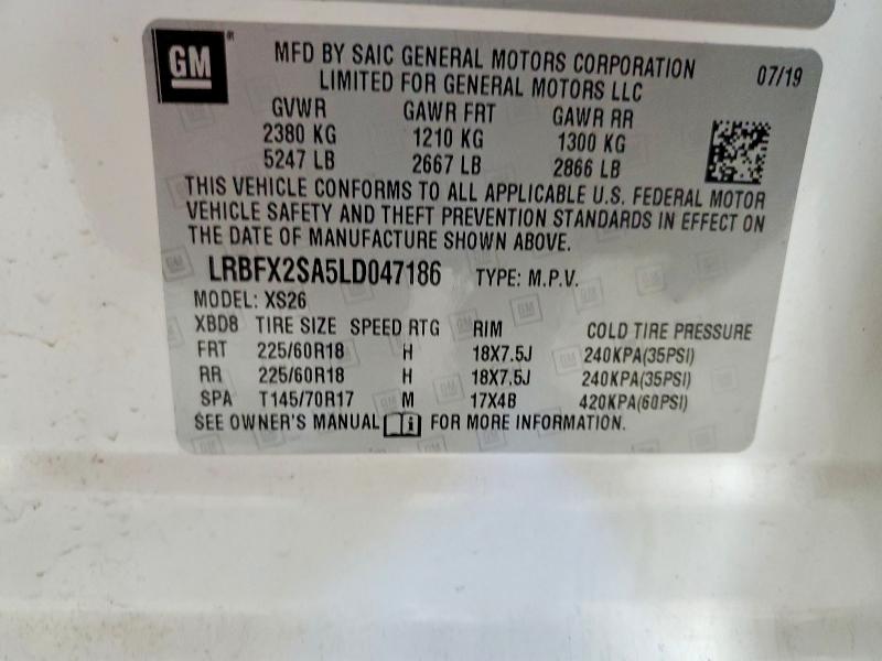 Продаж на аукціоні авто 2020 Buick Envision, vin: LRBFX2SA5LD047186, номер лоту: 61527636