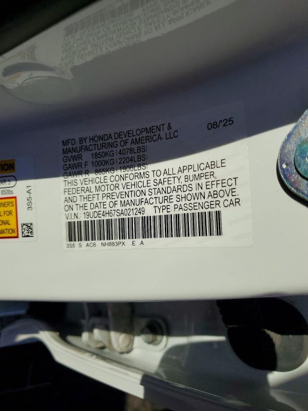 60524896 :رقم المزاد ، 19UDE4H67SA021249 vin ، 2025 Acura Integra مزاد بيع