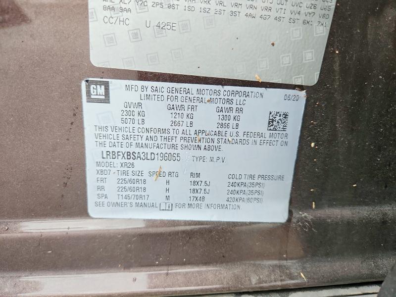 62972306 :رقم المزاد ، LRBFXBSA3LD196065 vin ، 2020 Buick Envision مزاد بيع