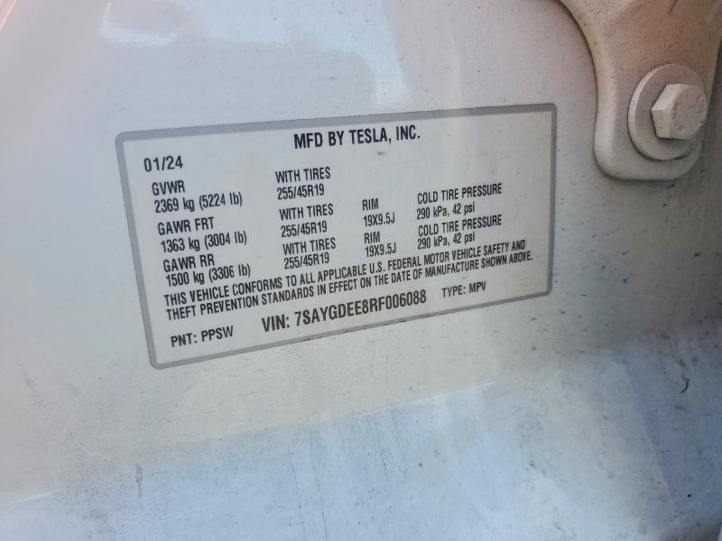 Продаж на аукціоні авто 2024 Tesla Y, vin: 7SAYGDEE8RF006088, номер лоту: 60495046