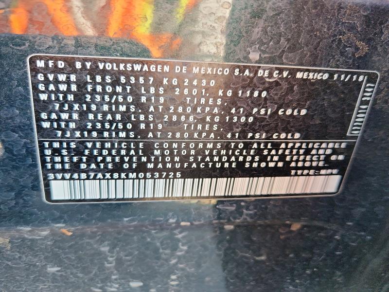 Aukcja sprzedaży 2019 Volkswagen Tiguan, vin: 3VV4B7AX8KM053725, numer aukcji: 61798506