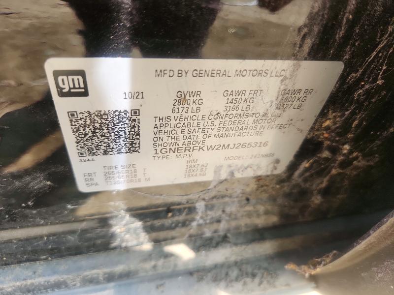 2021 Chevrolet Traverse მანქანა იყიდება აუქციონზე, vin: 1GNERFKW2MJ265316, აუქციონის ნომერი: 61045176