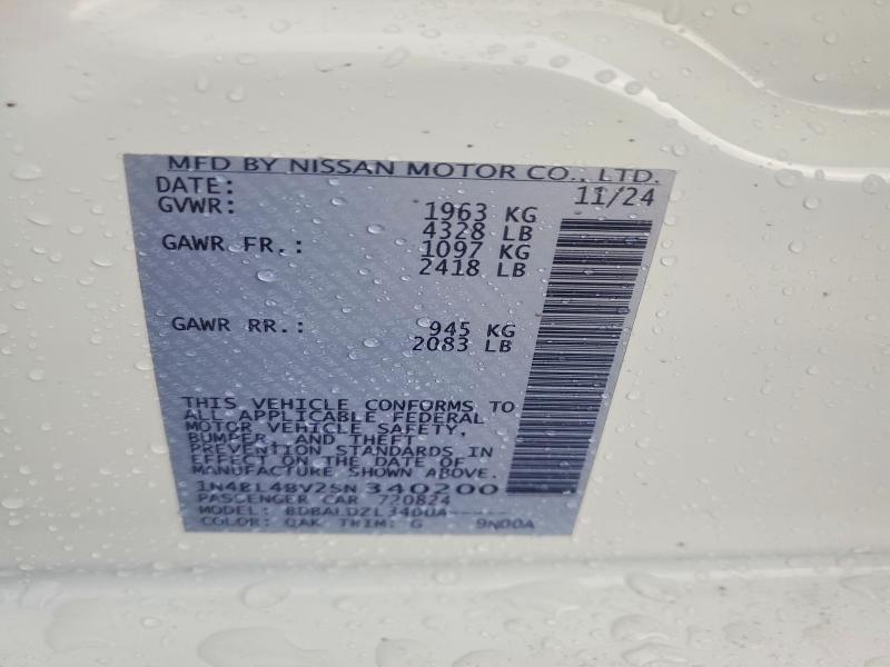 Продаж на аукціоні авто 2025 Nissan Altima, vin: 1N4BL4BV2SN340200, номер лоту: 60217166