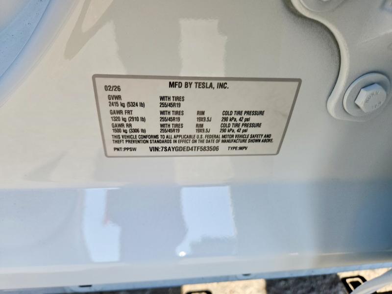 Продаж на аукціоні авто 2026 Tesla Model Y, vin: 7SAYGDED4TF583506, номер лоту: 62355116
